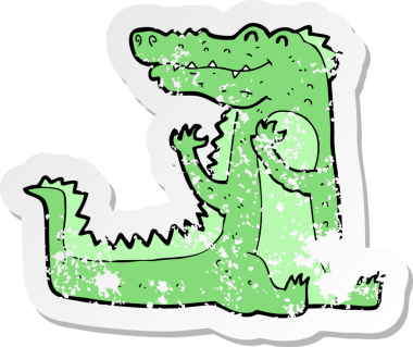 Bir insan tarafından çizilmiş timsah çizgi filminin gerilimli yapıştırması.