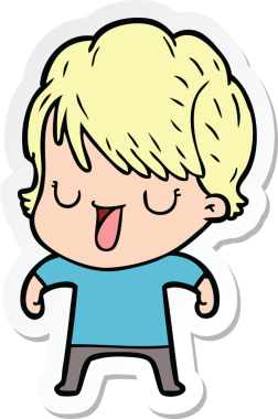 Bir insan tarafından çizilmiş bir karikatür kadının çıkartması.