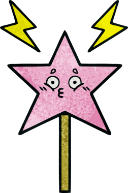 Bir insan tarafından çizilmiş sihirli bir değneğin retro grunge dokusu