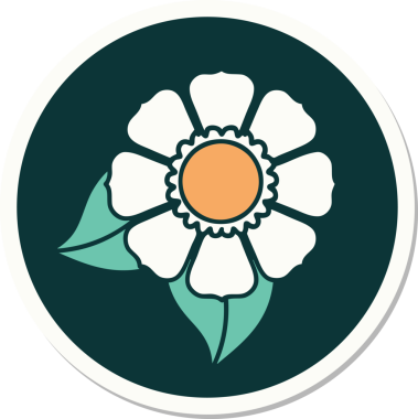 Bir insan tarafından çizilmiş geleneksel bir çiçek stiliyle dövme çıkartması.