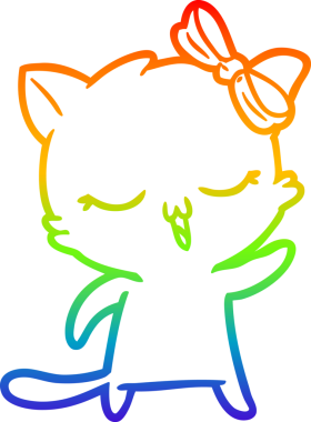 Gökkuşağı gradyan çizgi çizimi bir insan tarafından çizilmiş bir çizgi film kedisi.