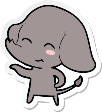 Bir insan tarafından çizilmiş şirin bir fil çıkartması.