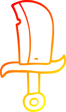 Bir insan tarafından çizilen çizgi film hançerinin sıcak eğimli çizgisi.