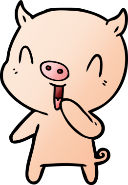 Bir insan tarafından çizilmiş mutlu çizgi film domuzu.