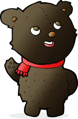 Bir insan tarafından çizilmiş sevimli siyah ayı yavrusu.