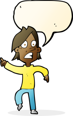 Bir insan tarafından çizilen konuşma baloncuğuyla ilgili endişeli bir çizgi film.