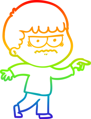 Gökkuşağı gradyan çizgi çizimi Bir insan tarafından çizilmiş rahatsız bir adam