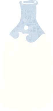 Bir insan tarafından çizilmiş bir şişe süt.