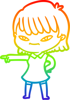 gökkuşağı gradyan çizimi bir insan tarafından çizilmiş bir karikatür kadın