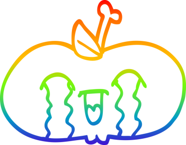 gökkuşağı gradyan çizimi bir insan tarafından çizilmiş üzgün bir elma çizgi