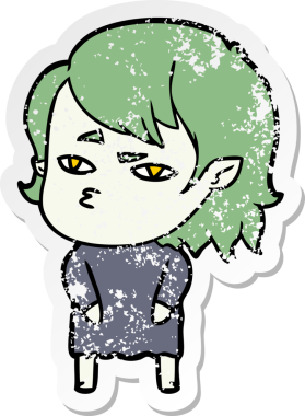 Bir insan tarafından çizilmiş vampir bir kızın sıkıntılı çıkartması.