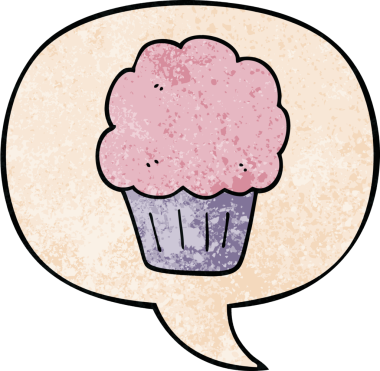 Bir insan tarafından çizilmiş eski moda konuşma baloncuklu çizgi film keki.