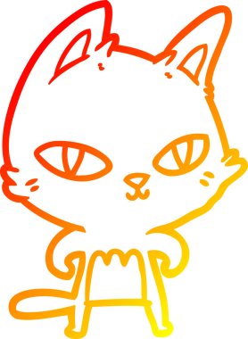 Bir insan tarafından çizilmiş çizgi film kedisinin sıcak çizgi çizimi