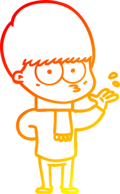 Bir insan tarafından çizilmiş gergin bir çizgi film çocuğunun çizimi.