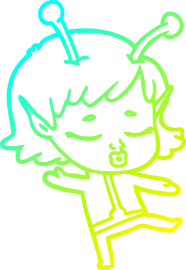 Bir insan tarafından çizilmiş bir uzaylı kız çizgi filmi.