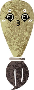 Bir insan tarafından çizilmiş bir boya fırçasının retro çizim tarzı karikatürü