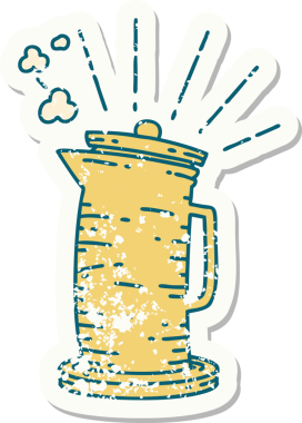 Bir insan tarafından çizilmiş dövme stili kahve sürahisi.