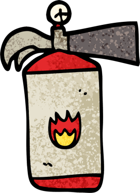 Bir insan tarafından çizilmiş grunge desenli çizgi film yangın söndürücü.