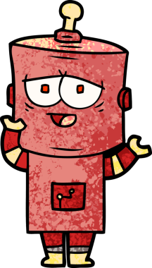 Bir insan tarafından çizilmiş çizgi film robotu