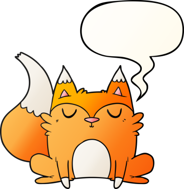 bir insan tarafından çizilmiş, konuşma baloncuklu çizgi film tilkisi.