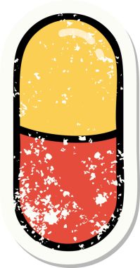 Bir insan tarafından çizilmiş geleneksel bir hap stili dövmesi.