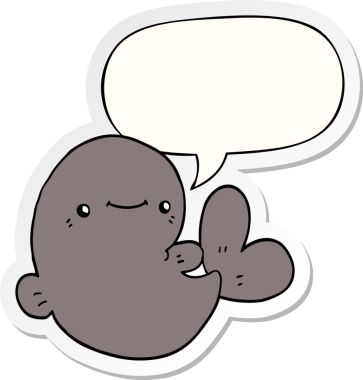 Bir insan tarafından çizilmiş konuşma balonu etiketli bir balina.