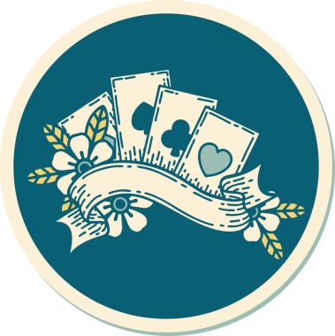 Geleneksel kart stili ve bir insan tarafından çizilmiş dövme çıkartması.