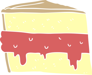 Bir insan tarafından çizilmiş düz renkli çizgi film pastası