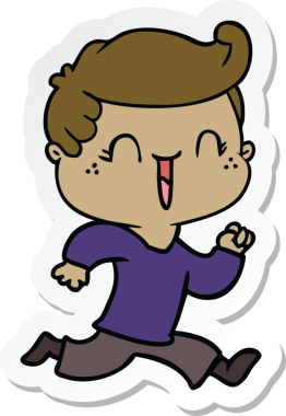 Bir insan tarafından çizilmiş, gülen bir çocuğun çıkartması.