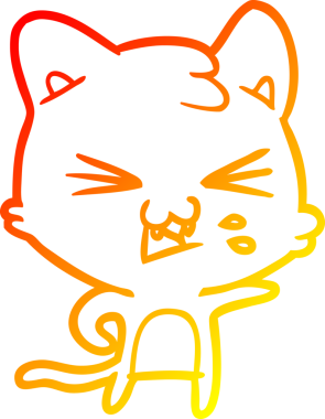 Bir insan tarafından çizilmiş çizgi film kedisinin sıcak çizgi çizimi