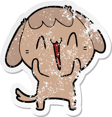 Bir insan tarafından çizilmiş şirin bir köpeğin sıkıntılı çıkartması.