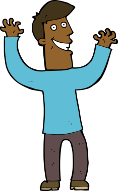 Bir insan tarafından çizilmiş heyecanlı bir çizgi film.