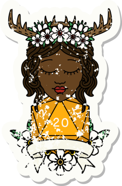 Retro Dövme Tarzı İnsan Druid Bir insan tarafından çizilmiş doğal 20 rulo ile