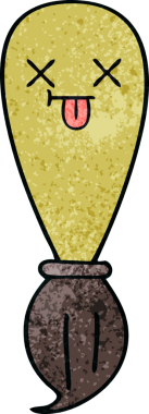 Bir insan tarafından çizilmiş eski grunge desenli bir boya fırçası.