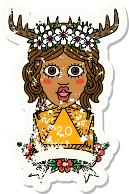 Retro Dövme Tarzı İnsan Druid Bir insan tarafından çizilmiş doğal 20 rulo ile