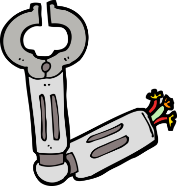 bir insan tarafından çizilmiş robot bir kol.