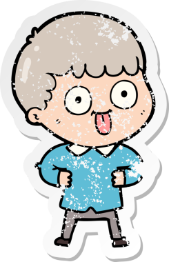 Bir insan tarafından çizilmiş karikatür adamın sıkıntılı çıkartması.