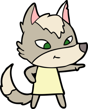 Bir insan tarafından çizilmiş dost canlısı bir kurt.