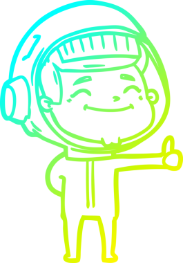 Bir insan tarafından çizilmiş mutlu bir astronotun soğuk gradyan çizimi.