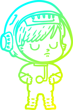 Bir insan tarafından çizilmiş soğuk gradyan çizgili astronot kadın çizimi.