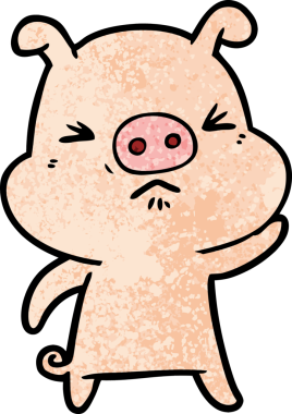 Bir insan tarafından çizilmiş huysuz domuz çizgi filmi.