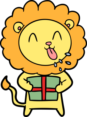 Bir insan tarafından çizilmiş mutlu çizgi film aslanı.
