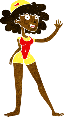 Bir insan tarafından çizilmiş bir yüzücü kadın.