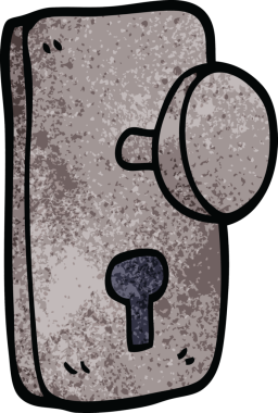 Bir insan tarafından çizilmiş karikatür kapı kolu.