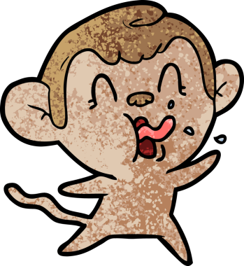 Bir insan tarafından çizilmiş çılgın çizgi film maymunu