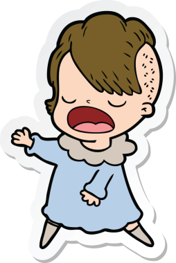 Bir insan tarafından çizilmiş havalı bir hippi kızın karikatür çıkartması.