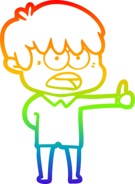 Bir insan tarafından çizilmiş endişeli bir çizgi film çocuğunun çizimi.