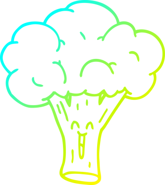 Bir insan tarafından çizilmiş soğuk gradyan brokoli çizimi.