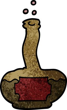 Bir insan tarafından çizilmiş eski bir rom şişesi.