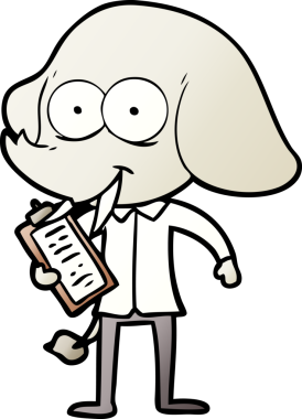 Bir insan tarafından çizilmiş mutlu bir fil.